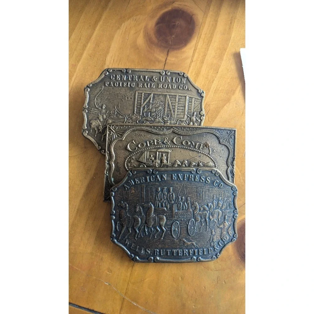 Vintage‎ Western Belt Buckle:  Central Union Pacific American Express